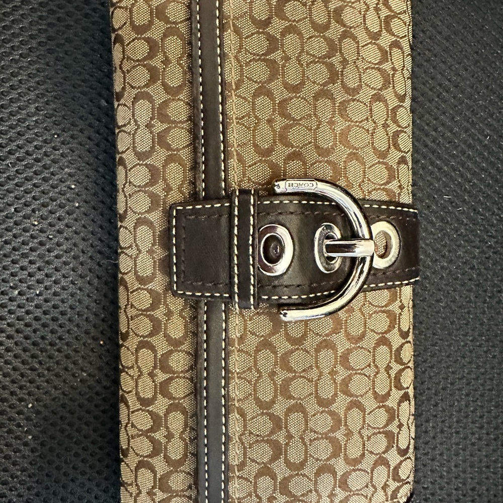 Coach Signature Pattern Wallet in Brown and Tan